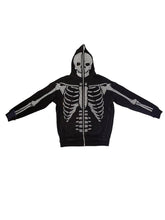 Load image into Gallery viewer, Women&#39;s Halloween Hot Diamond Skull Print Zip Hoodie