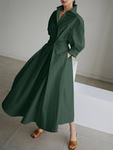 Load image into Gallery viewer, Women's Solid Pocket Button Lapel Long Sleeve Maxi Shirt Casual Dress