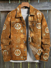 Load image into Gallery viewer, Vintage Hippie Peace Sign Print Casual Denim Jacket