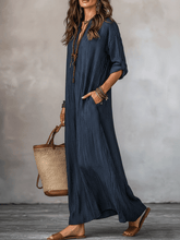Load image into Gallery viewer, Nomadic Indigo Loose-Fit Maxi Dress