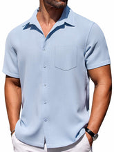 Load image into Gallery viewer, Men's Hawaiian Waffle Fabric Lapel Pocket Short Sleeve Shirt