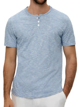 Load image into Gallery viewer, Men's Summer Solid Button Textured Short Sleeve Henley Shirt