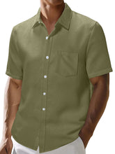 Load image into Gallery viewer, Men's Summer Waffle Solid Pocket Casual Short Sleeve Shirt