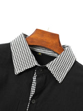 Load image into Gallery viewer, Men's summer cotton and linen houndstooth solid color short-sleeved shirt