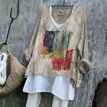 Load image into Gallery viewer, Colorful Patch Japanese Sashiko Art Linen Blend Tunic