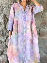 Load image into Gallery viewer, Women's Watercolor Gradient Art Print Flowing Dress