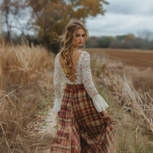 Load image into Gallery viewer, Women's Retro Pastoral Style Lace Long-sleeve Sexy Maxi Long Dress