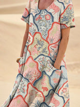 Load image into Gallery viewer, Women's Retro Ethnic Pattern Art Print Casual Linen Pocket Dress