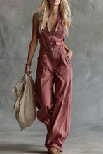 Load image into Gallery viewer, V-Neck Front-Button Sleeveless Jumpsuit