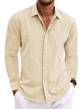 Load image into Gallery viewer, Men's Linen Solid Color Casual Loose Daily Hawaiian Long Sleeve Shirt