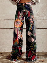 Load image into Gallery viewer, Women&#39;s Vintage Hand Drawn Art Print Casual Wide Leg Pants