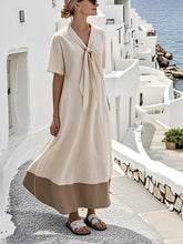 Load image into Gallery viewer, Women'S Loose Knot Neck Stitching Contrast Color Dress