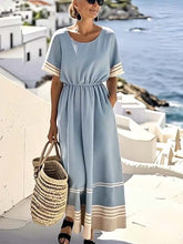 Load image into Gallery viewer, Women'S Elastic Waist Striped Print Dress