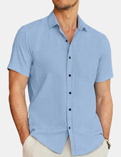 Load image into Gallery viewer, Men's Casual Cotton And Linen Solid Color Short-sleeved Shirts
