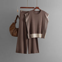 Load image into Gallery viewer, Stylish Striped Patchwork Solid Color Sleeveless Top &amp; High Waist Pants Two-Piece Set