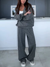 Load image into Gallery viewer, Fall and winter deep V-neck casual two-piece set