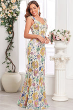 Load image into Gallery viewer, Evening Gown Gold Sequin V Neck Sleeveless Sheath Maxi Dress