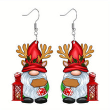 Load image into Gallery viewer, Women's Elk Horn Dwarf Bearded Acrylic Christmas Earrings