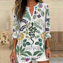 Load image into Gallery viewer, Women's Snake &amp; Floral Japanese Embroidery Linen Blend Shirt