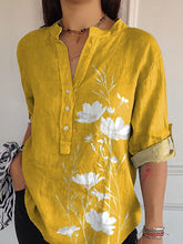 Load image into Gallery viewer, Summer Floral Silhouette Art Printed Women's Casual Long Sleeve Comfortable Cotton Shirt