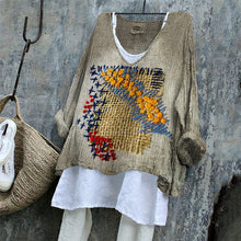 Load image into Gallery viewer, Colorful Embroidered Stitched Textile Art Linen Blend Tunic