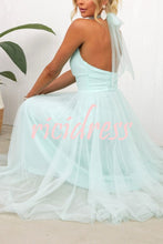 Load image into Gallery viewer, Fairy Vibes Tulle Gathered Detail Halter Maxi Dress