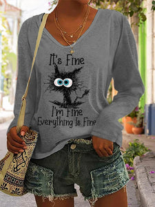 It's Fine I'm Fine Everything Is Fine Long Sleeve Blouse