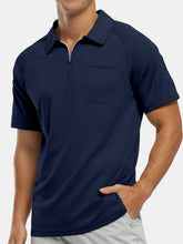 Load image into Gallery viewer, Men's Everyday Casual Raglan Sleeve Zipper Short Sleeve POLO Shirt
