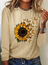 Load image into Gallery viewer, Women&#39;s Butterfly Sunflower Print Casual Long Sleeve Shirt