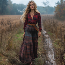 Load image into Gallery viewer, Women's Vintage V-neck Bohemian Pastoral Style Long-sleeve Maxi Long Dress
