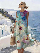 Load image into Gallery viewer, Women'S Round Neck Sleeveless Color-Block Printed Dress