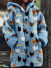 Load image into Gallery viewer, Hens and Chicks Graphic Vintage Cozy Knit Cardigan