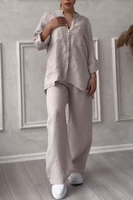 Load image into Gallery viewer, Casual solid color cotton and linen pants two-piece set