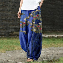 Load image into Gallery viewer, Vintage Water Lily Japanese Art Linen Blend Cozy Pants