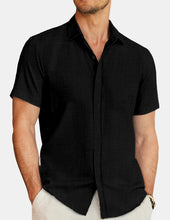 Load image into Gallery viewer, Men's Casual Cotton And Linen Solid Color Short-sleeved Shirts