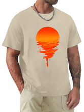 Load image into Gallery viewer, Men's Hawaiian Sunset Print Solid Color Short Sleeve T-Shirt