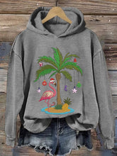 Load image into Gallery viewer, Women&#39;s Christmas Palm Tree Flamingo Embroidery Printed Casual Hoodie