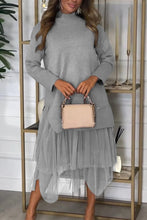 Load image into Gallery viewer, Women's Casual Solid Color Mesh Patchwork Dress