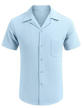Load image into Gallery viewer, Men's Cuban Collar Pocket Waffle Basic Simple Everyday Casual Shirt