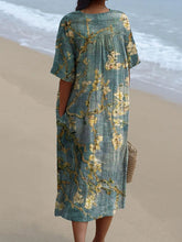 Load image into Gallery viewer, Women's Vintage Floral Art Print Casual Flowy Dress