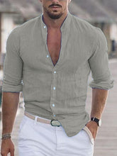 Load image into Gallery viewer, Men's Linen Shirt Shirt Summer Shirt Beach Shirt Collar Long Sleeve