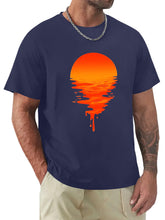 Load image into Gallery viewer, Men's Hawaiian Sunset Print Solid Color Short Sleeve T-Shirt