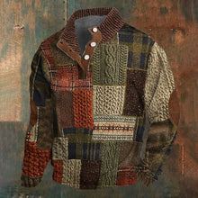 Load image into Gallery viewer, Men's Color Matching Print Button Stand Collar Sweatshirt
