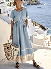 Load image into Gallery viewer, Women'S Elastic Waist Striped Print Dress