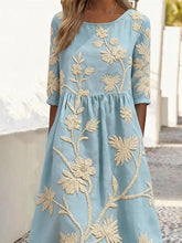 Load image into Gallery viewer, Women's Casual Round Neck Half Sleeve Contrast Print Dress
