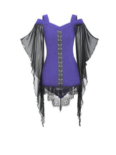 Load image into Gallery viewer, Halloween Solid Color Swing Sleeve Irregular Patchwork Top