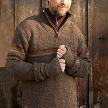 Load image into Gallery viewer, Vintage Warmth Chest Stripes Knit Jacquard Icelandic Half Zip Collar Sweater（Unisex ）