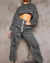 Load image into Gallery viewer, Casual Crop Top And Pants Sports Suit