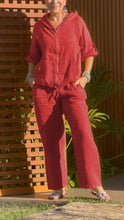 Load image into Gallery viewer, Casual Hooded Zipper Cotton and Linen Two-piece Suit