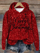 Load image into Gallery viewer, Women&#39;s Shiny Christmas Print Hooded Sweatshirt